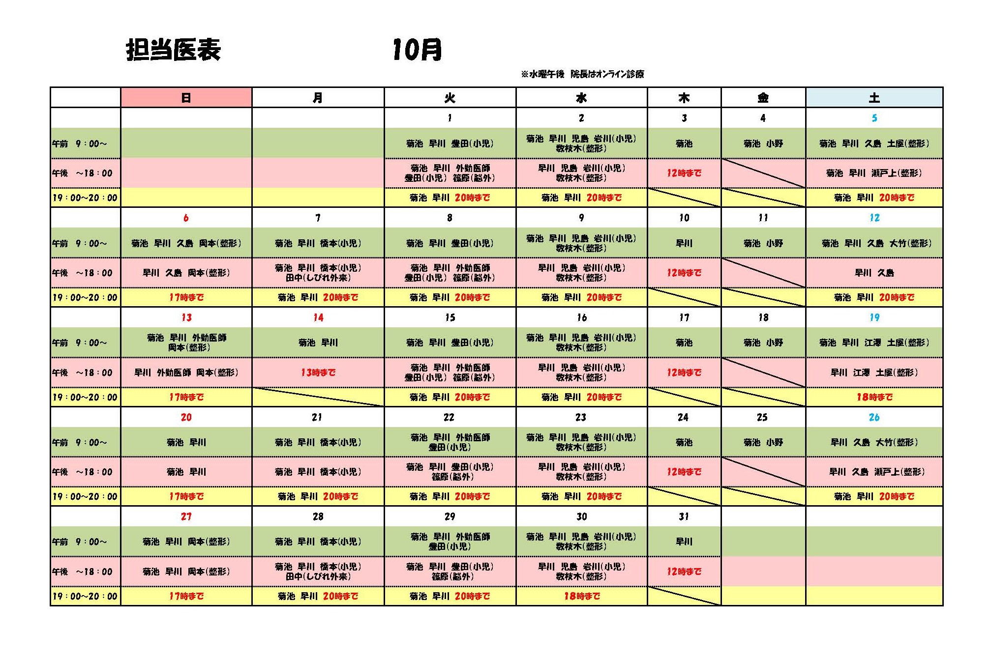 担当医表