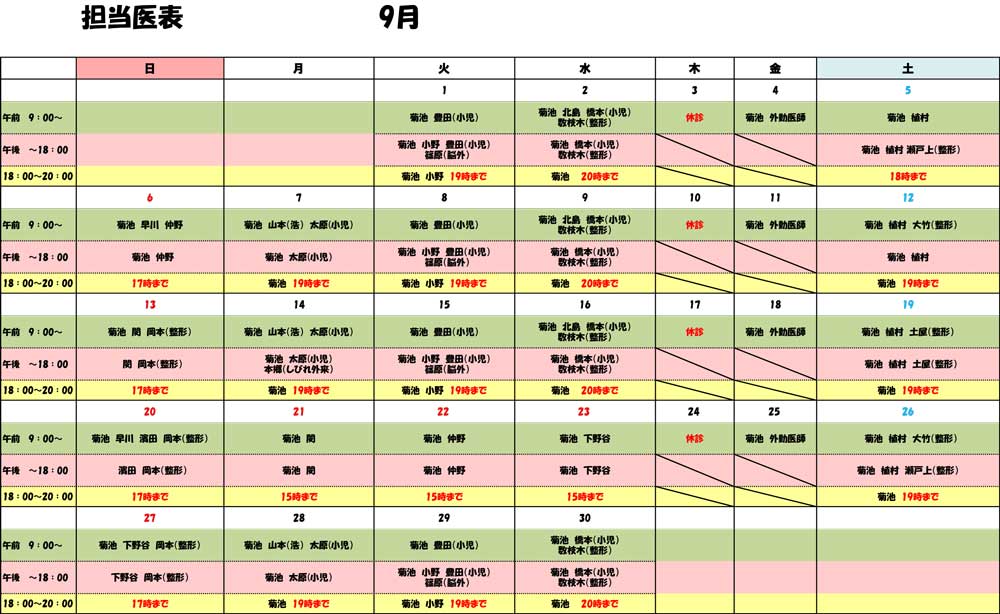 担当医表